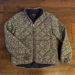 Polo by Ralph Lauren Kids Floral Puffer Jacket - Navy and Pink